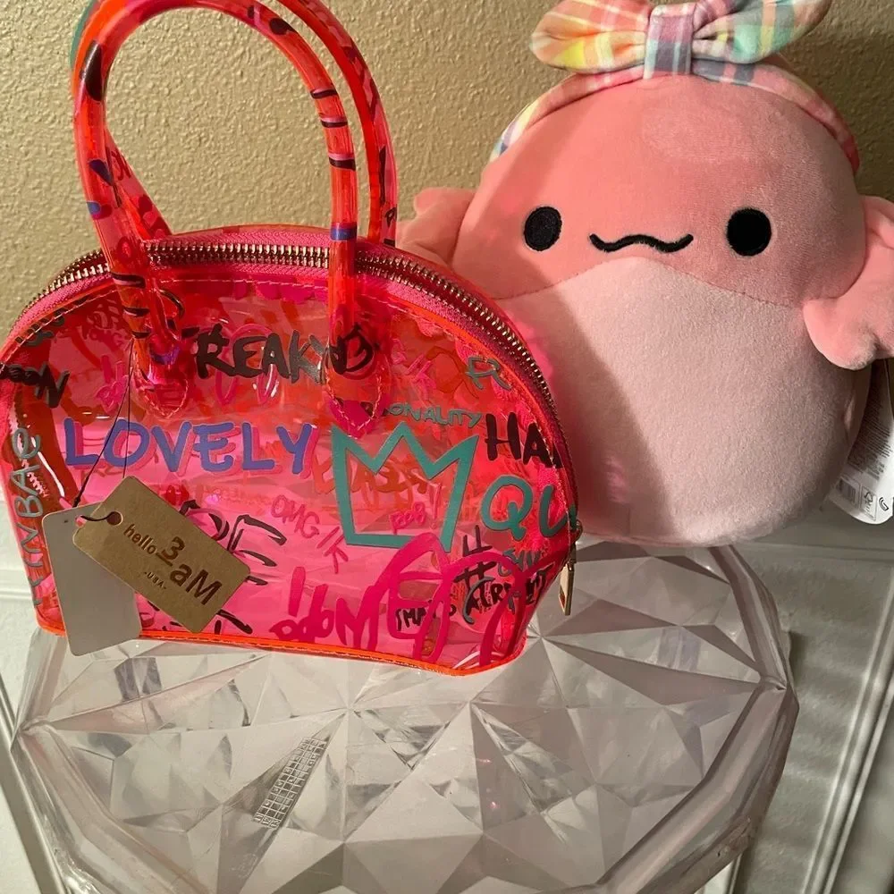 Hello 3 AM PVC Graffiti Purse & Lady Kraken Squishmallow Great Gifts NWT!